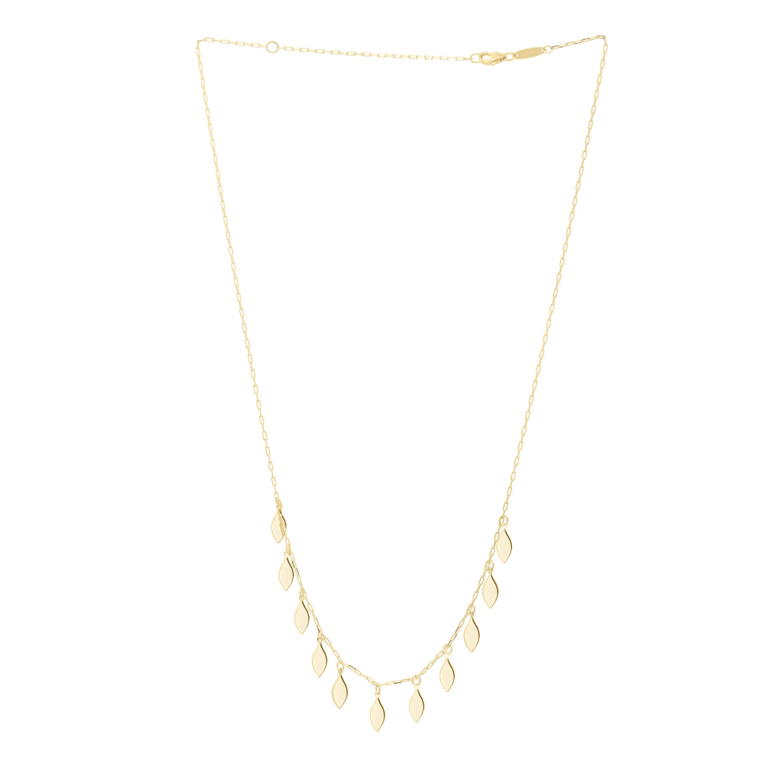 Leaf Disc Necklace in 14K Yellow Gold