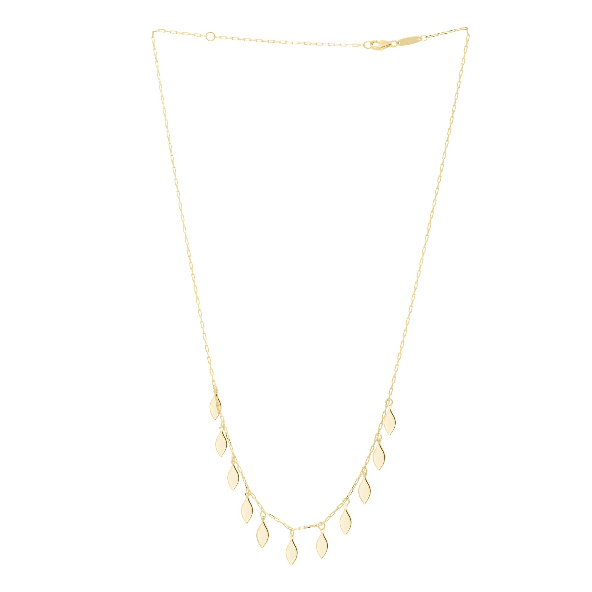 Leaf Disc Necklace in 14K Yellow Gold