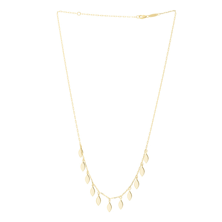 Leaf Disc Necklace in 14K Yellow Gold