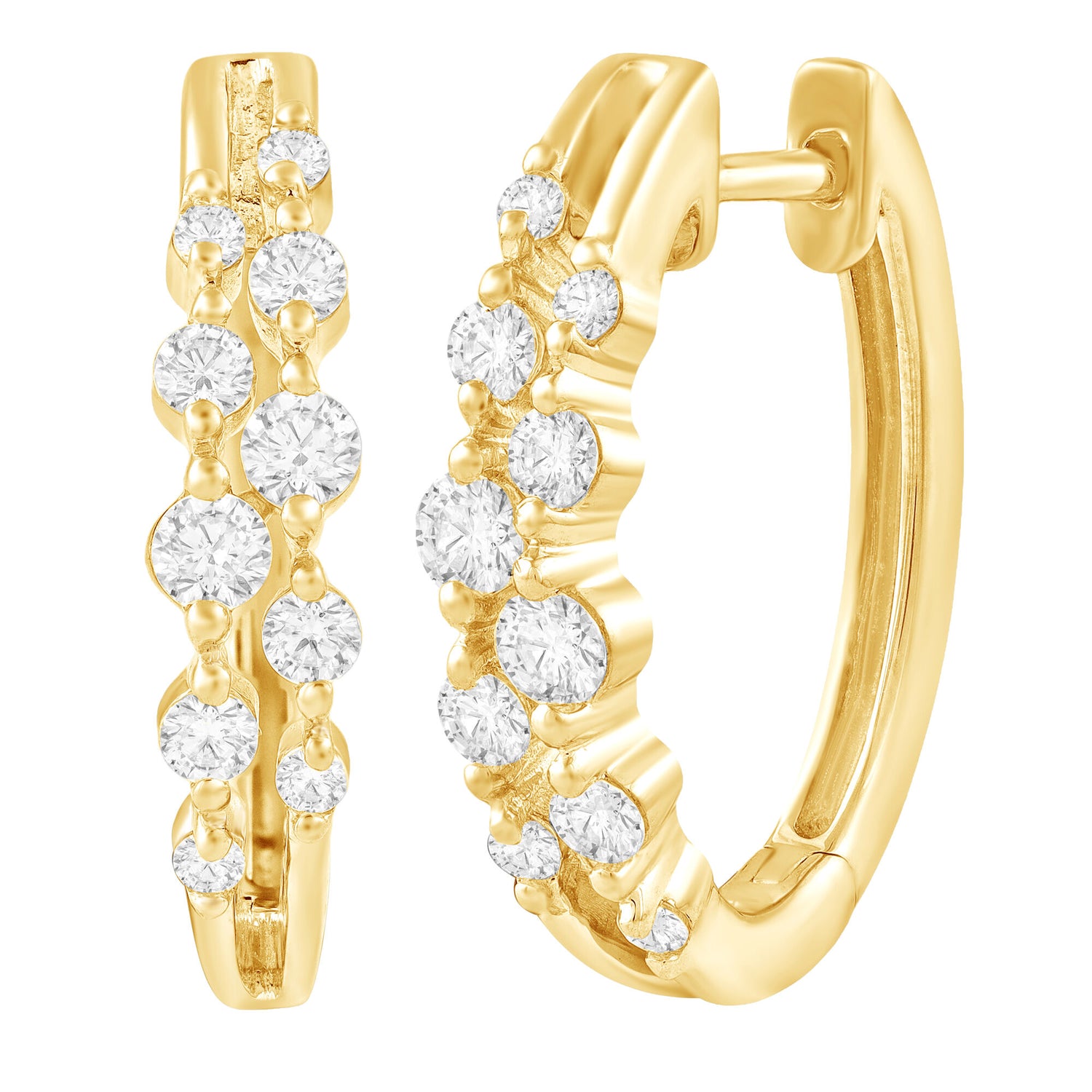 Diamond Hoop Earrings in 10K Yellow Gold (1/2 ct. tw.)