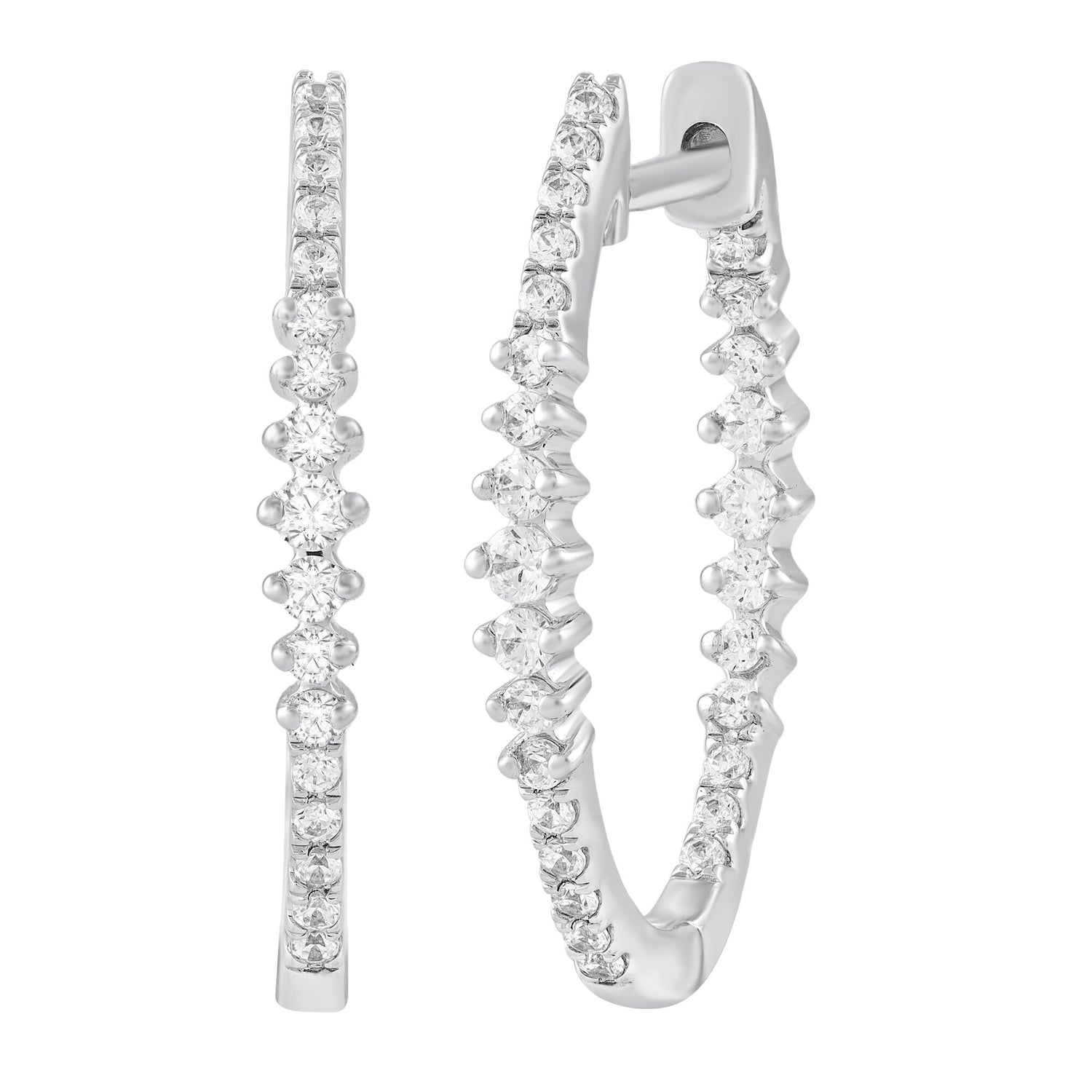 Diamond Graduated Hoop Earrings in 10K White Gold (1/2 ct. tw.)