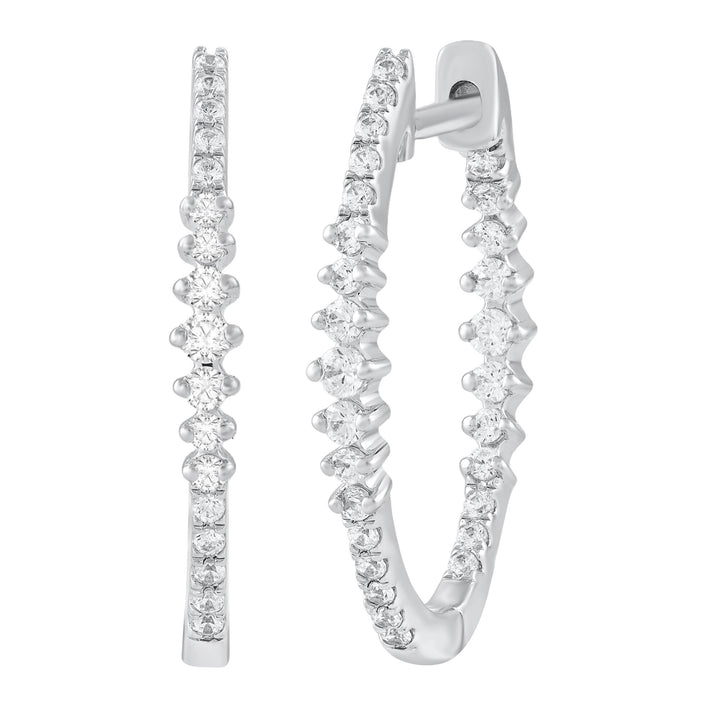 Diamond Graduated Hoop Earrings in 10K White Gold (1/2 ct. tw.)