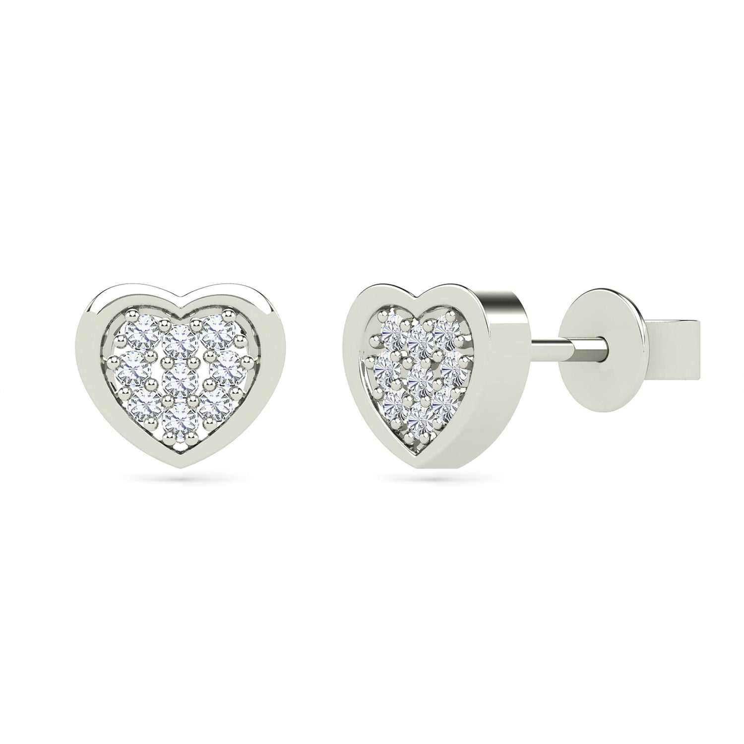 Diamond Accent Heart Earrings in 14K White Gold
