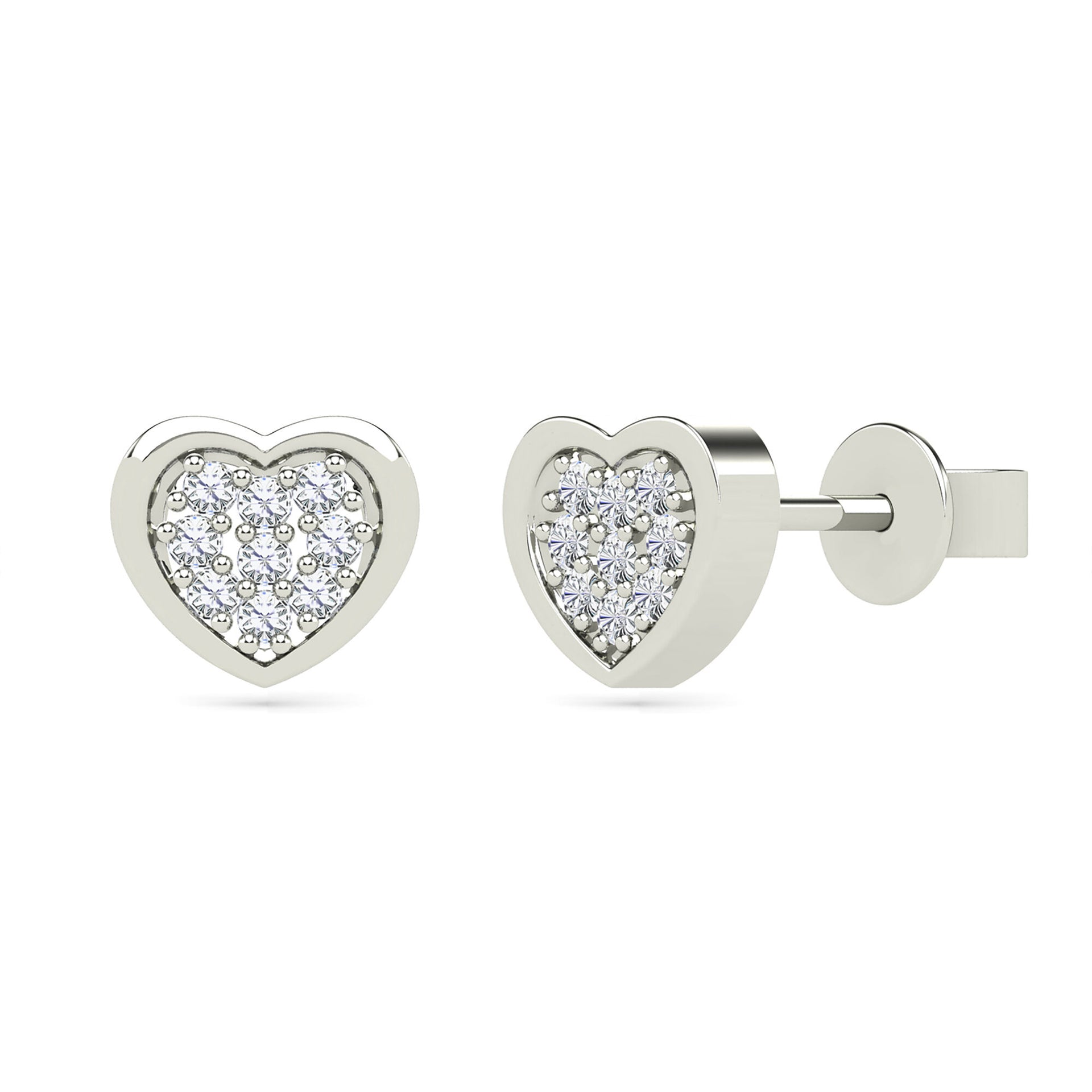 Diamond Accent Heart Earrings in 14K White Gold