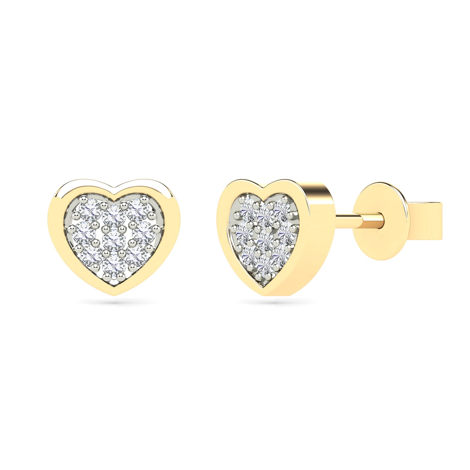 Diamond Accent Heart Earrings in 14K Yellow Gold