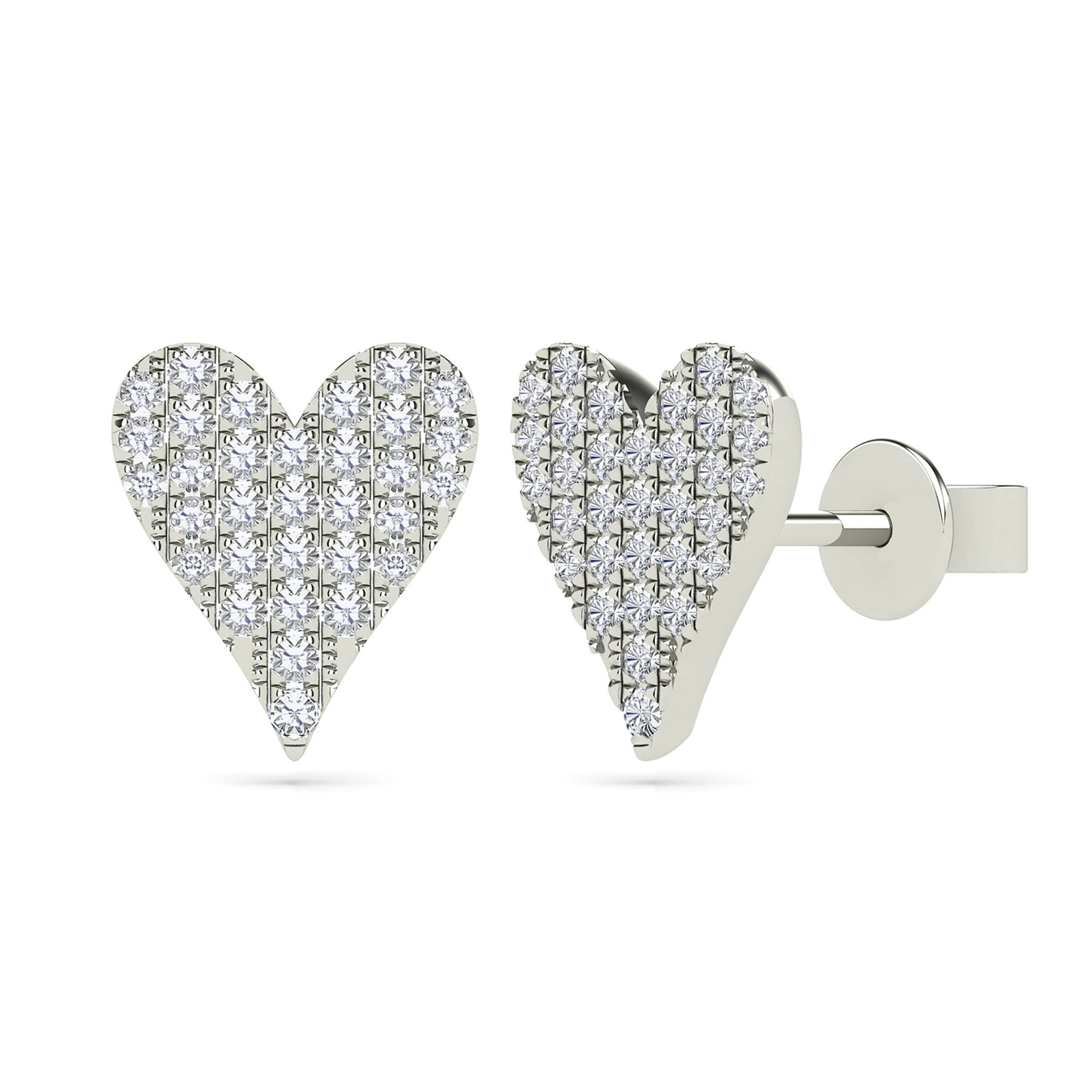 Diamond Heart Earrings in 14K White Gold (1/7 ct. tw.)
