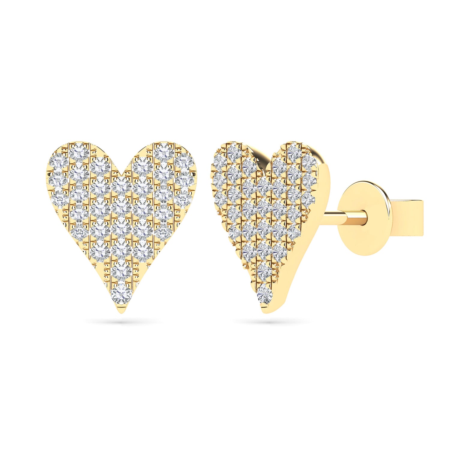 Diamond Heart Earrings in 14K Yellow Gold (1/7 ct. tw.)