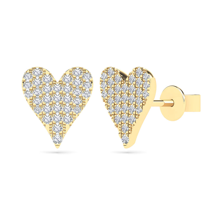 Diamond Heart Earrings in 14K Yellow Gold (1/7 ct. tw.)