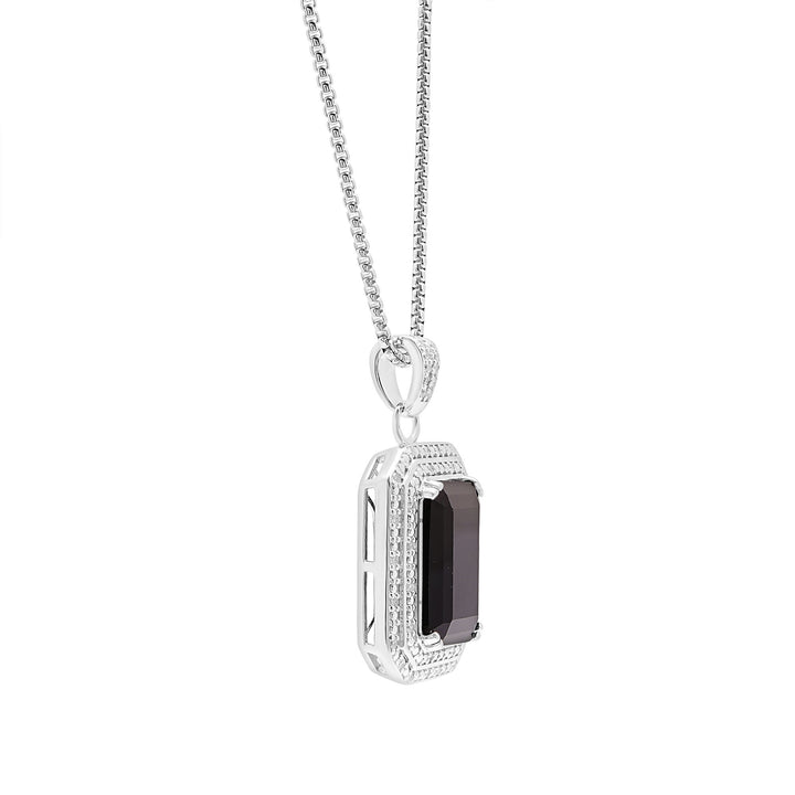 Onyx and Diamond Pendant in Sterling Silver (1/4 ct. tw.)