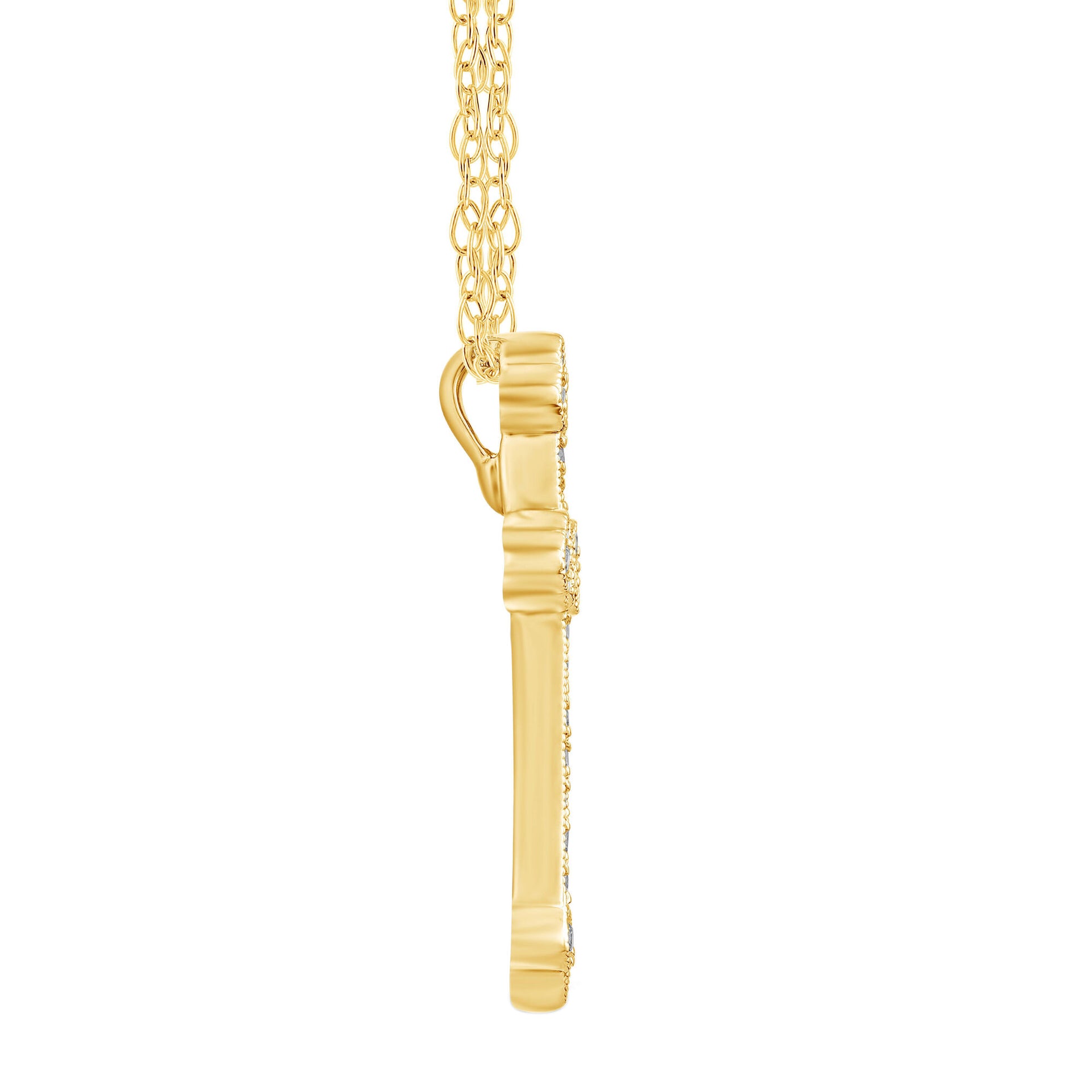 Diamond Milgrain Cross Pendant in 14K Yellow Gold (1/4 ct. tw.)