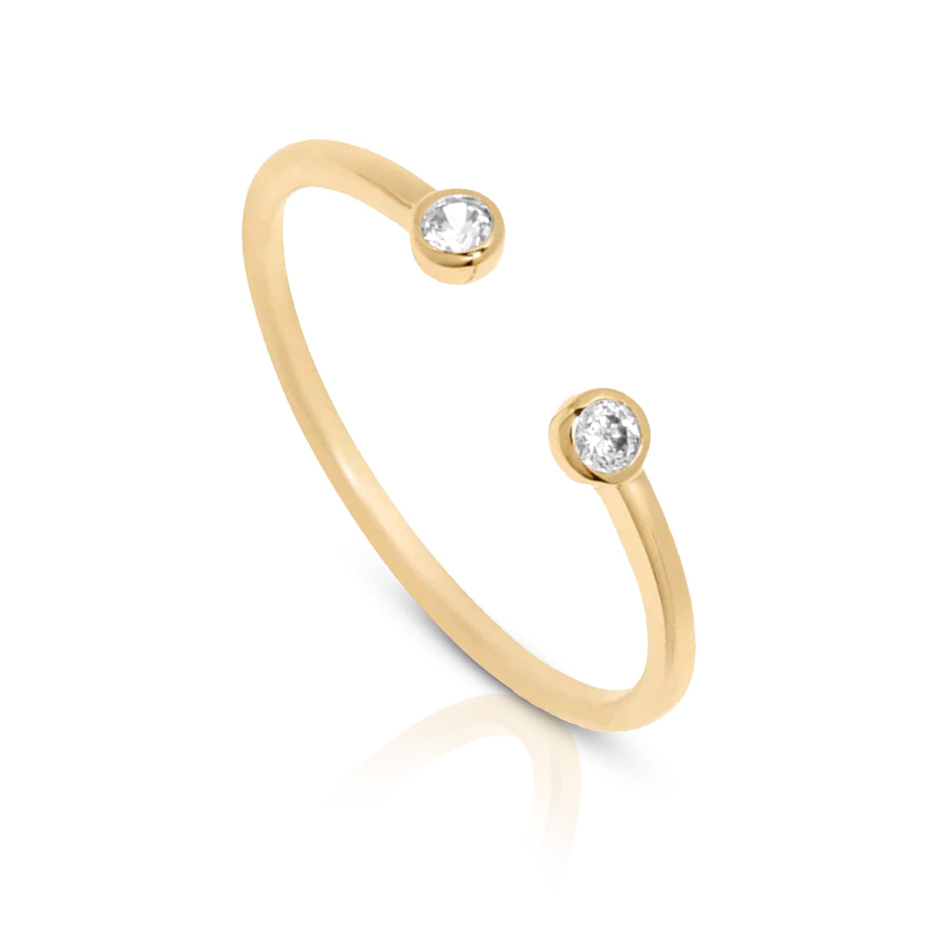 14K Yellow Gold Lab Grown 2MM Diamond Open Ring