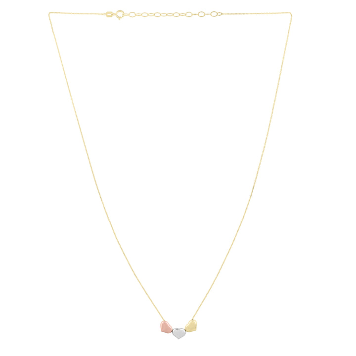 Tri-Color Heart Pendant in 14K Yellow, White and Rose Gold