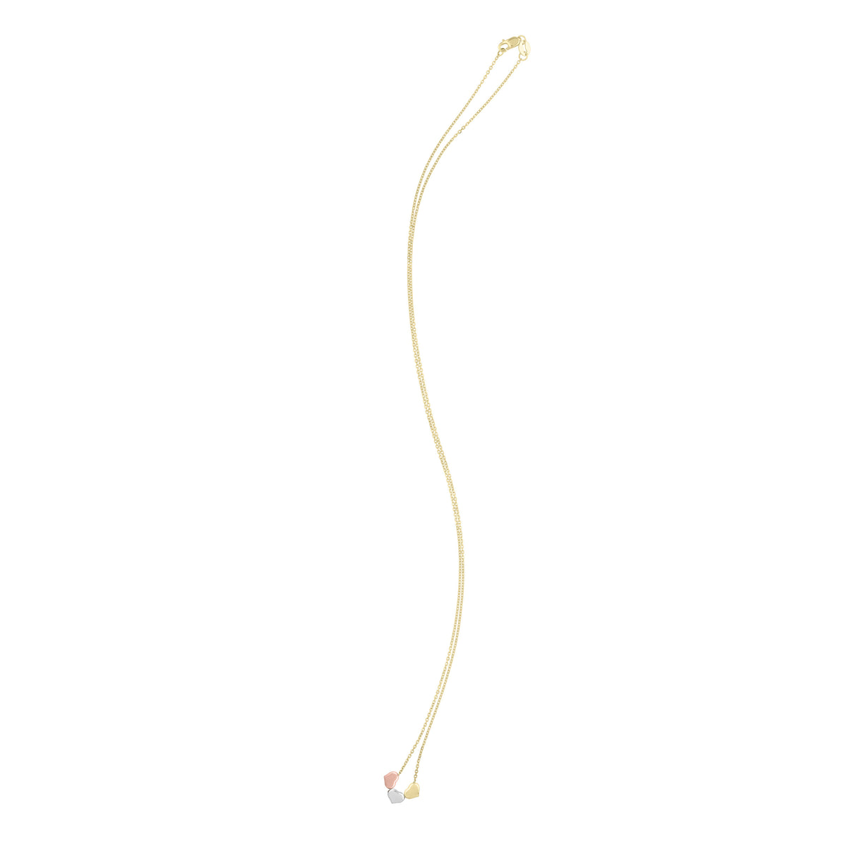 Tri-Color Heart Pendant in 14K Yellow, White and Rose Gold