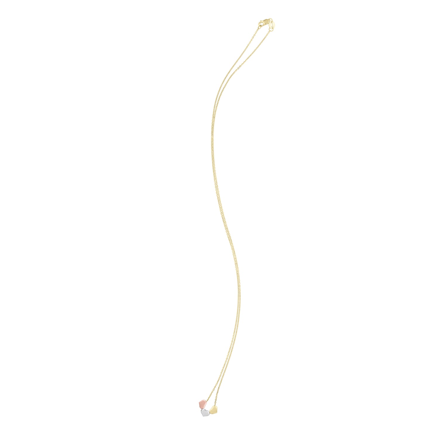Tri-Color Heart Pendant in 14K Yellow, White and Rose Gold
