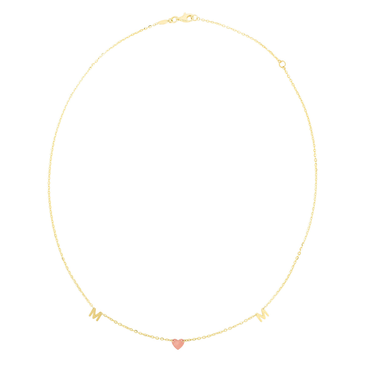 Mom Heart Necklace in 14K Yellow and Rose Gold