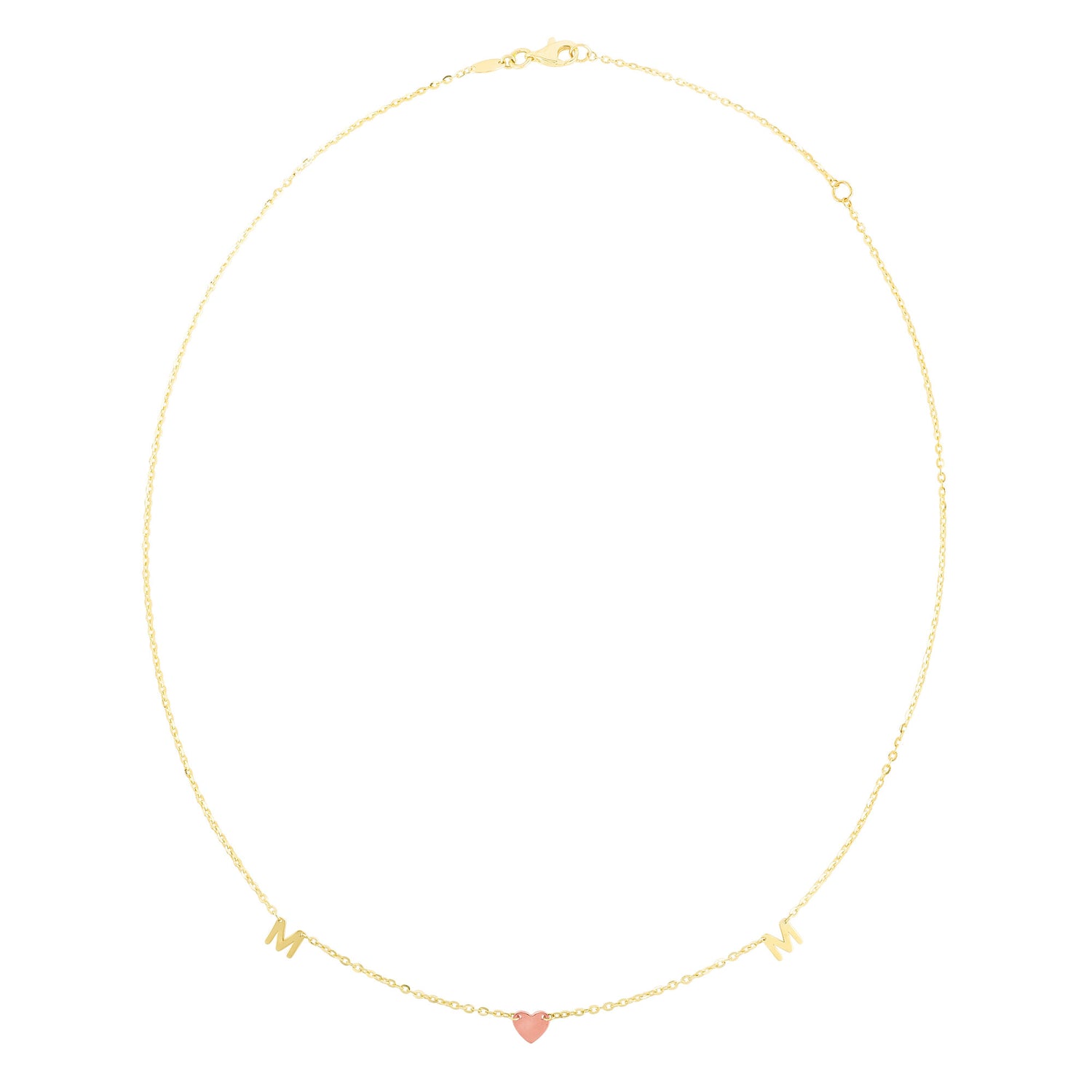 Mom Heart Necklace in 14K Yellow and Rose Gold