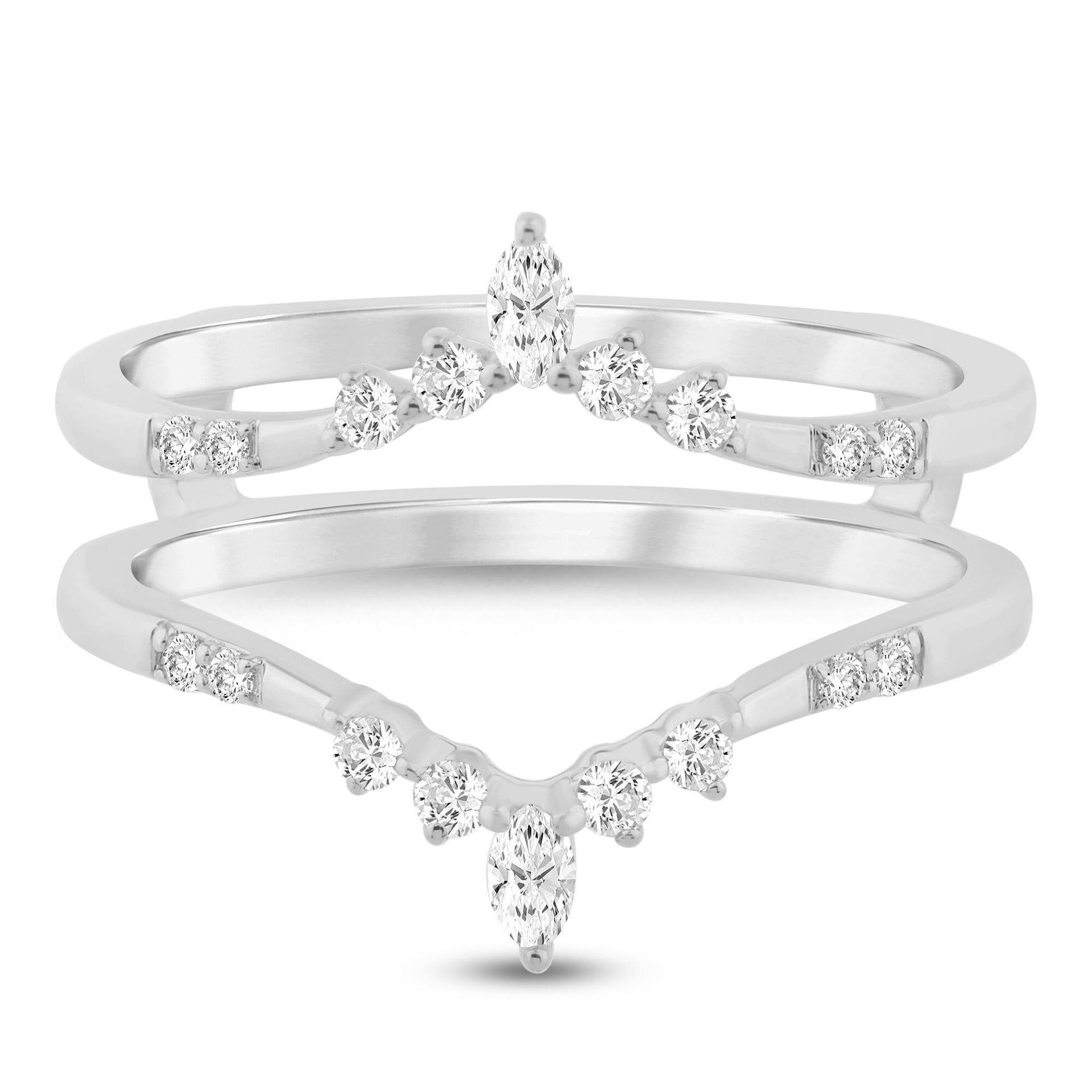 Marquise-Cut Tiara Diamond Ring Insert in 14K White Gold (1/4 ct. tw.)