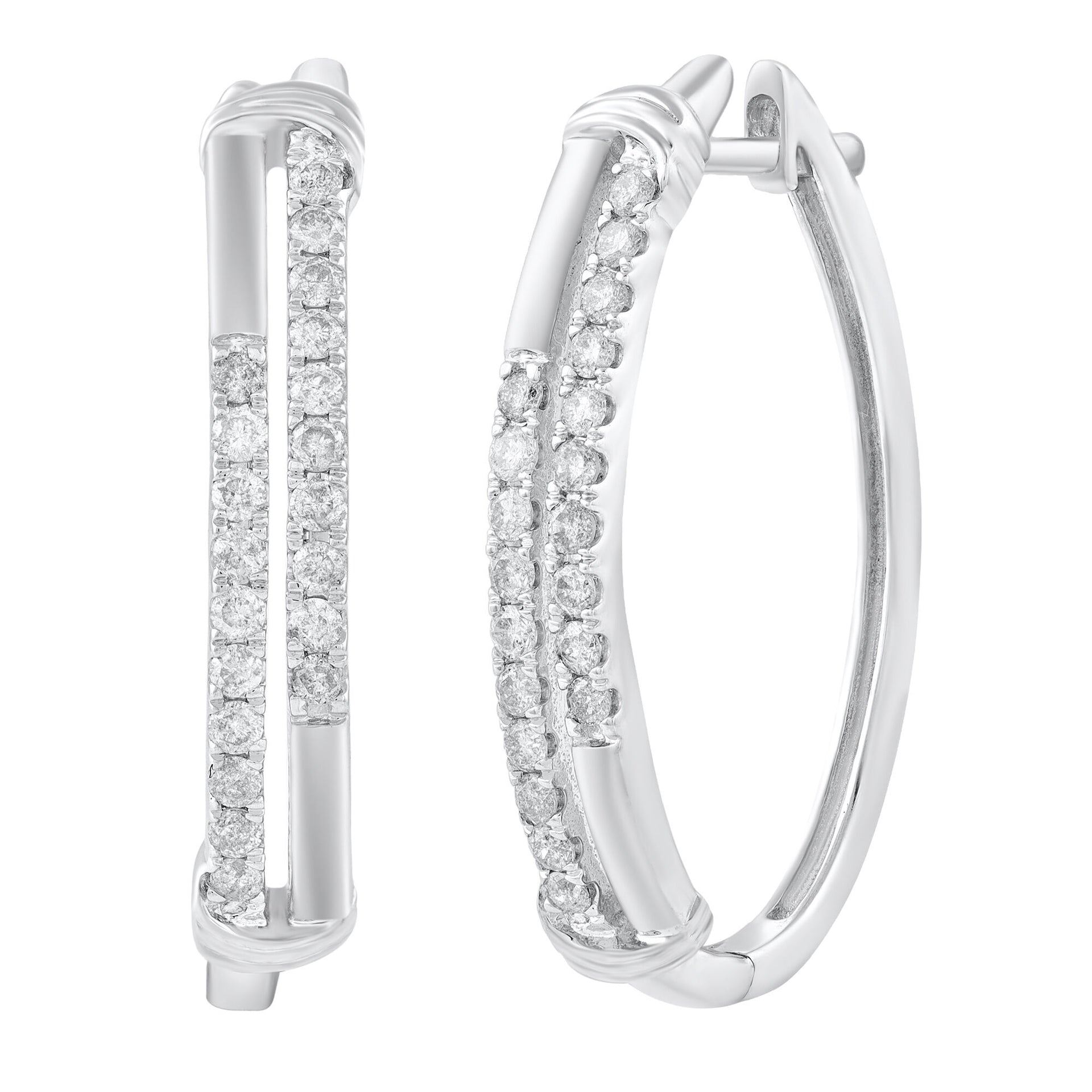 Diamond Hoop Earrings in Sterling Silver (1/2 ct. tw.)