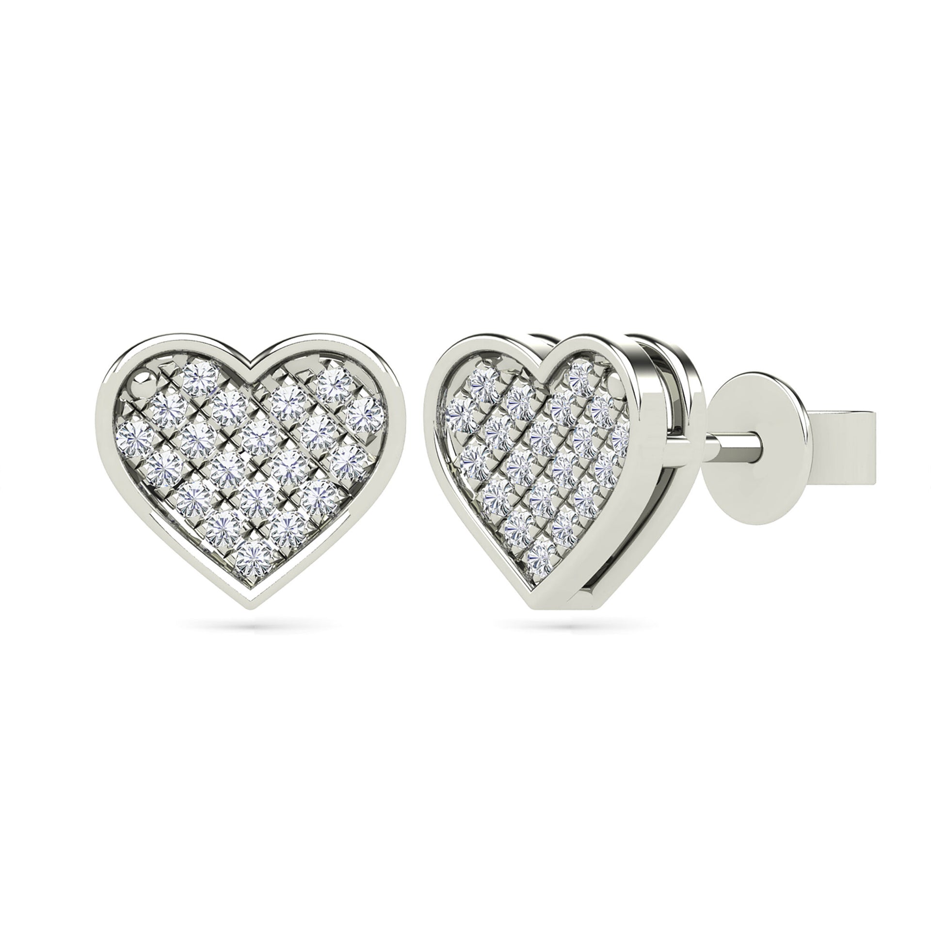Diamond Heart Earrings in 14K White Gold (1/10 ct. tw.)
