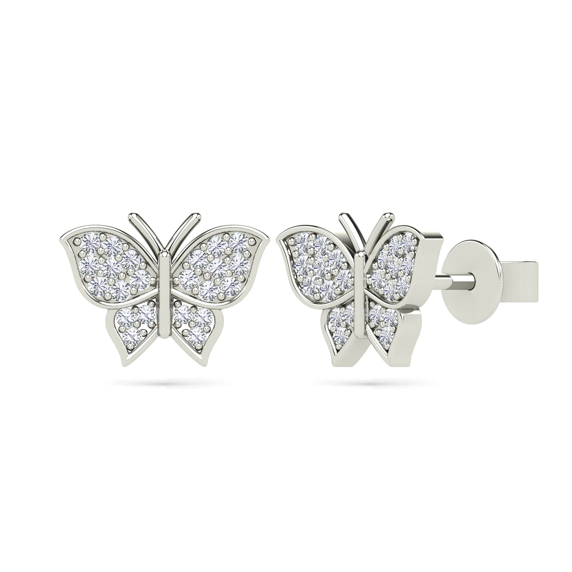 Diamond Accent Butterfly Earrings in 14K White Gold