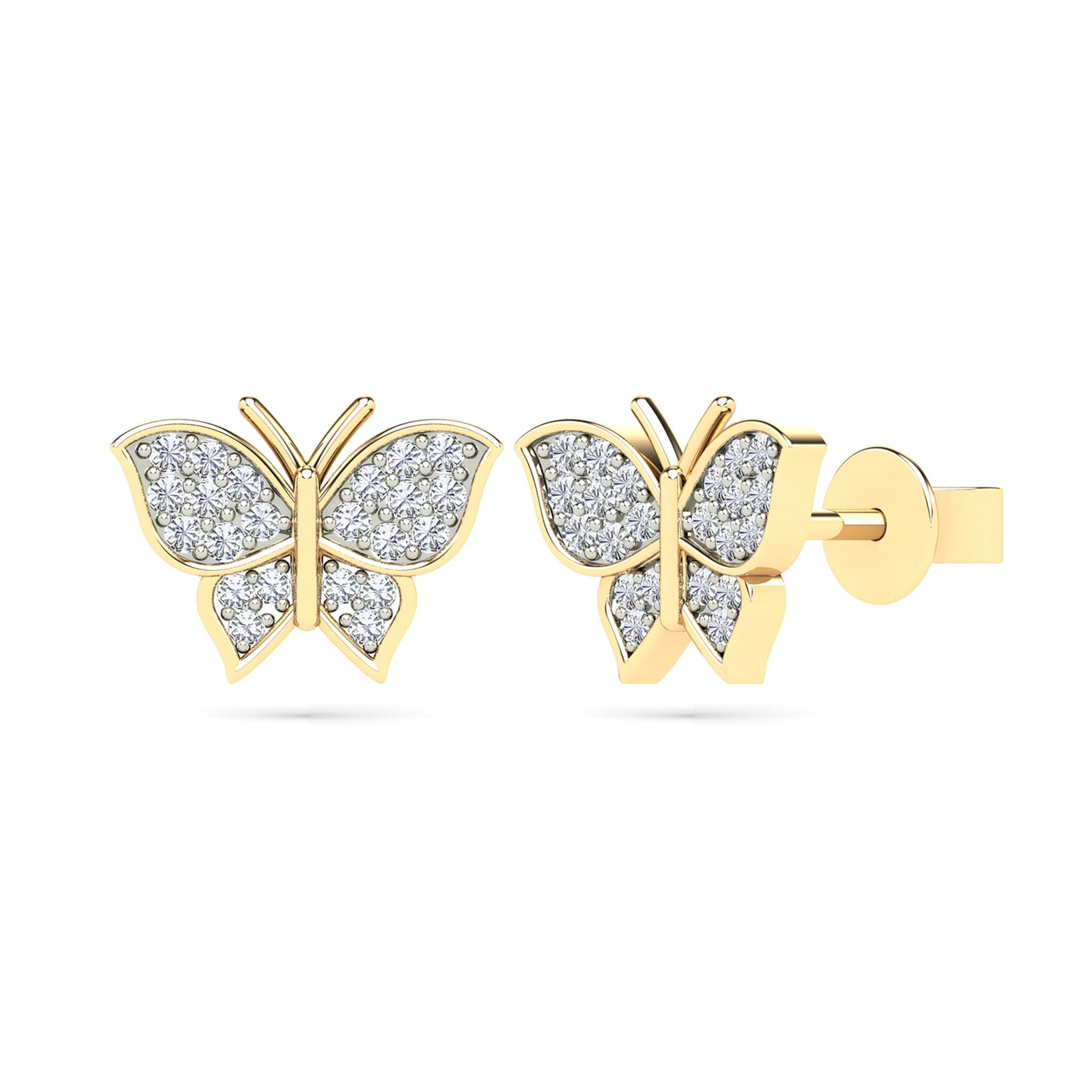 Diamond Accent Butterfly Earrings in 14K Yellow Gold