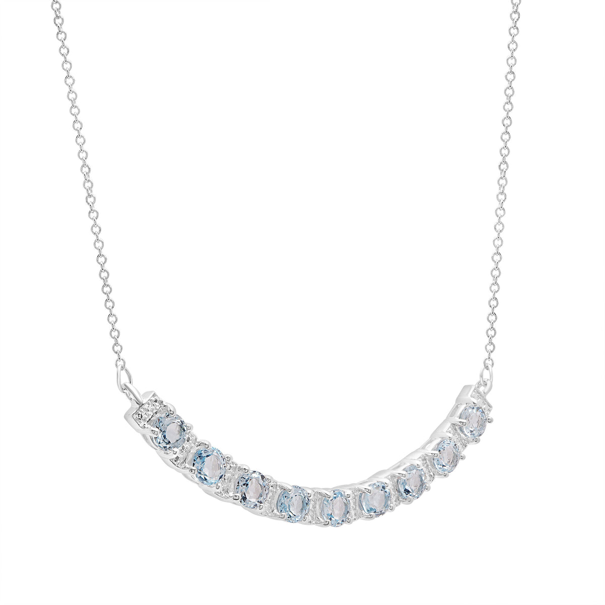 Sky Blue Topaz Smile Necklace in Sterling Silver