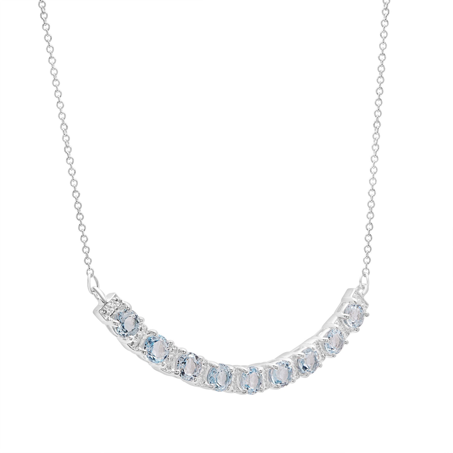 Sky Blue Topaz Smile Necklace in Sterling Silver