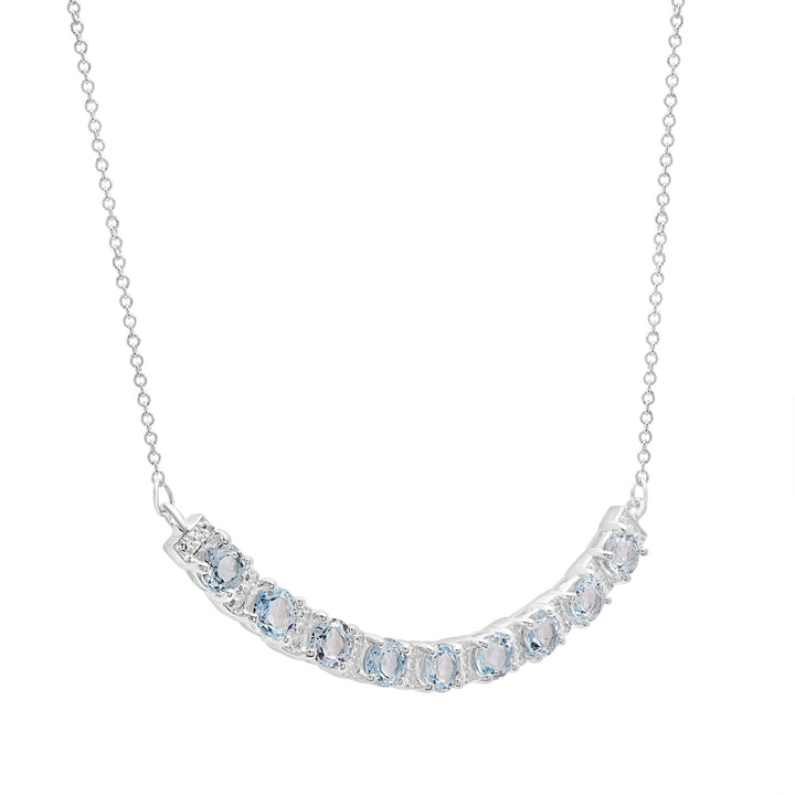 Sky Blue Topaz Smile Necklace in Sterling Silver