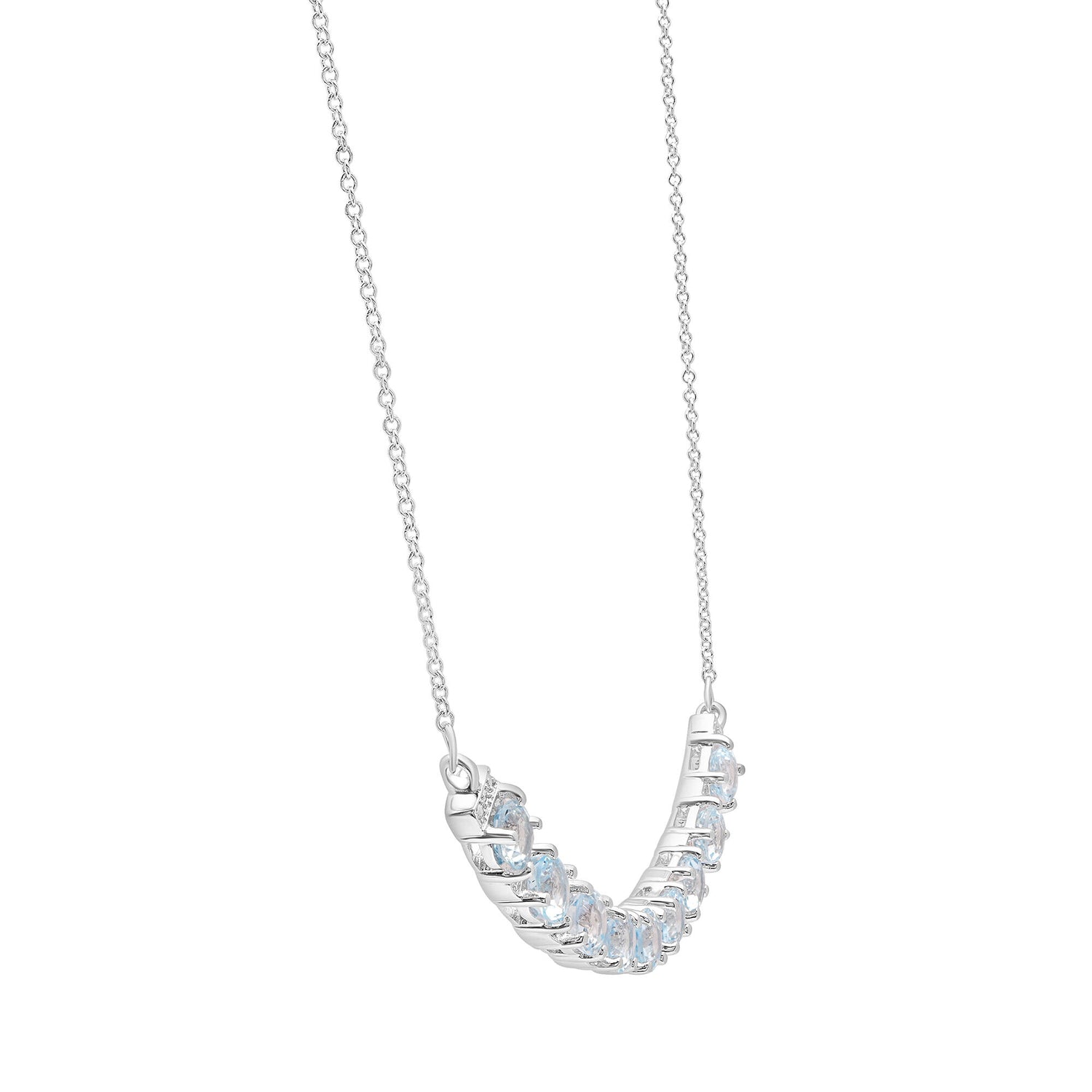 Sky Blue Topaz Smile Necklace in Sterling Silver