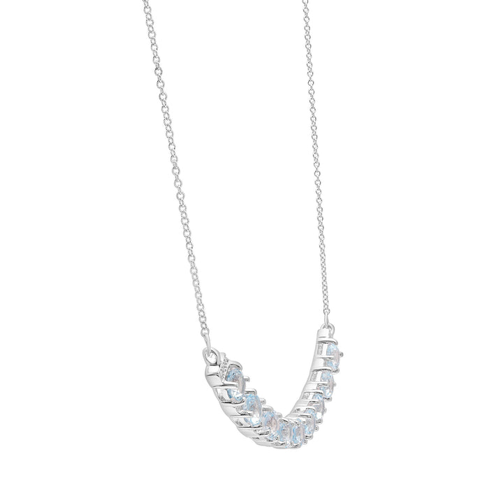 Sky Blue Topaz Smile Necklace in Sterling Silver