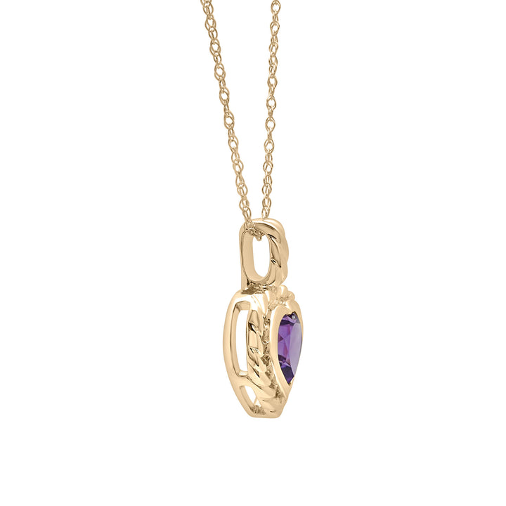Amethyst Heart Pendant in 10K Yellow Gold