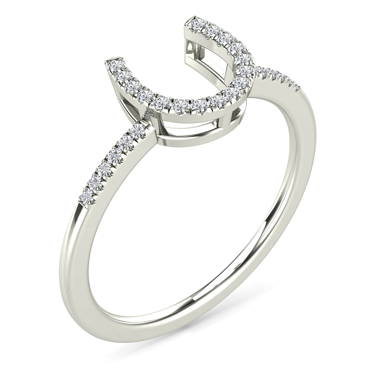 Diamond Horseshoe Ring in 10K White Gold (1/10 ct. tw.)