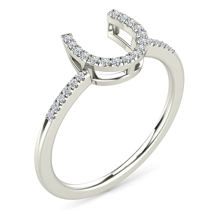 Diamond Horseshoe Ring in 10K White Gold (1/10 ct. tw.)