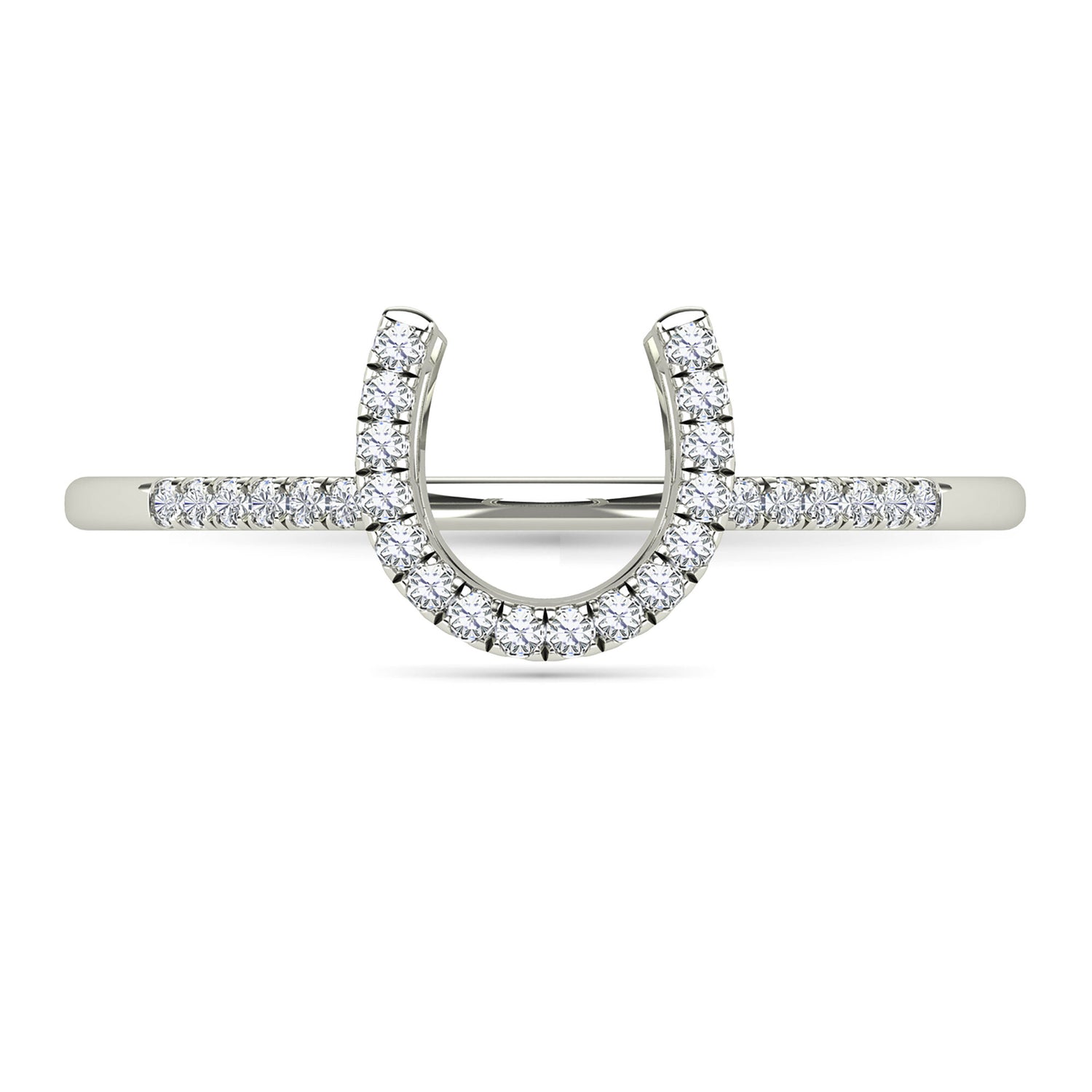 Diamond Horseshoe Ring in 10K White Gold (1/10 ct. tw.)