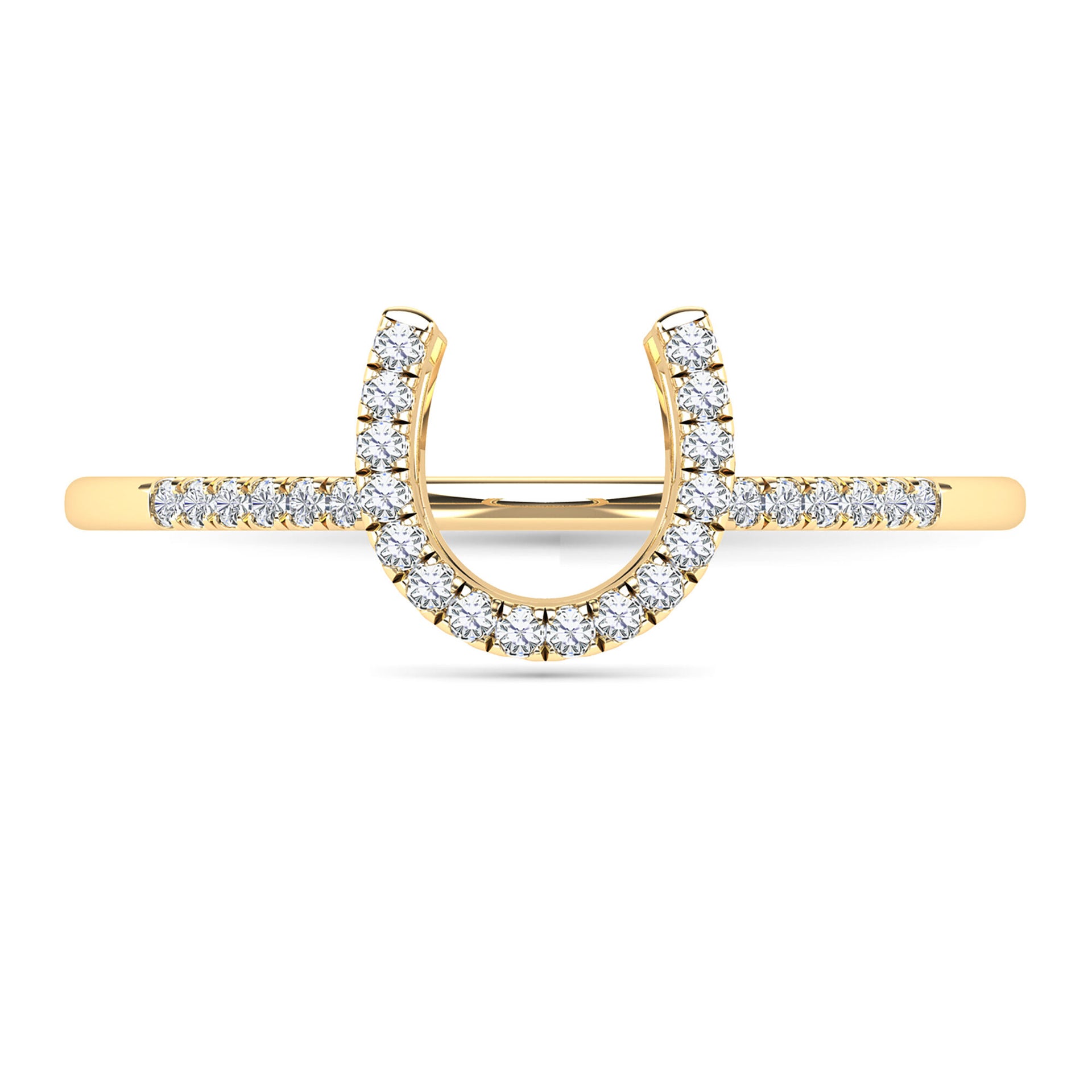 Diamond Horseshoe Ring in 10K Yellow Gold (1/10 ct. tw.)