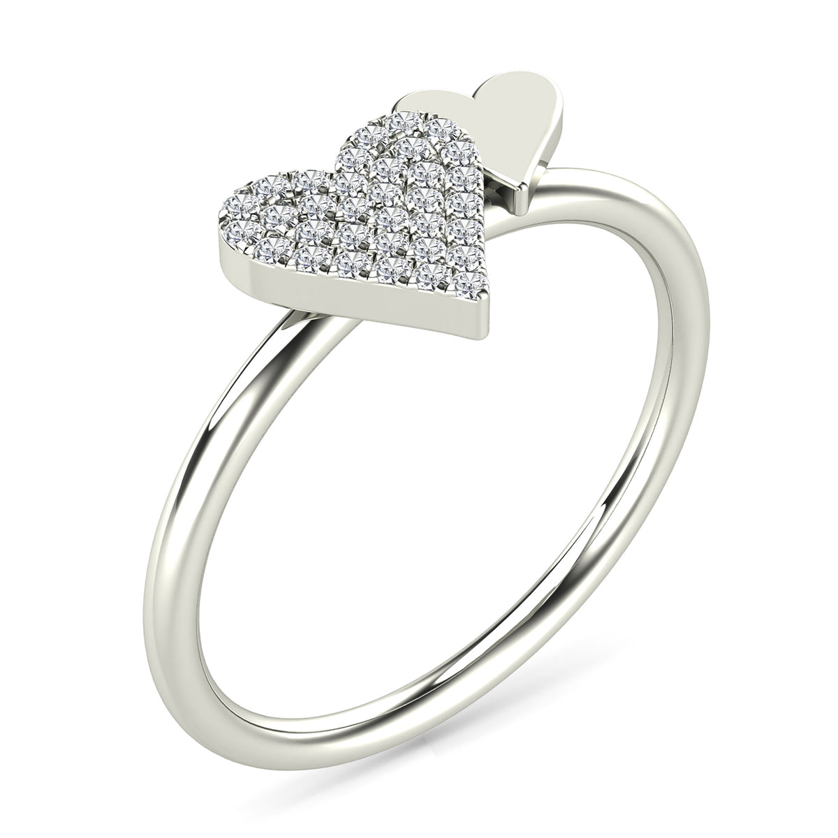 Diamond Double Heart Ring in 14K White Gold (1/10 ct. tw.)