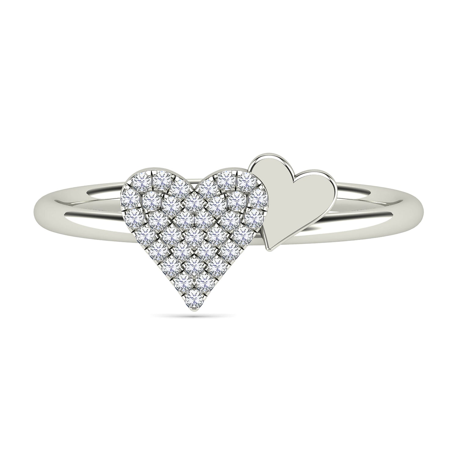 Diamond Double Heart Ring in 14K White Gold (1/10 ct. tw.)