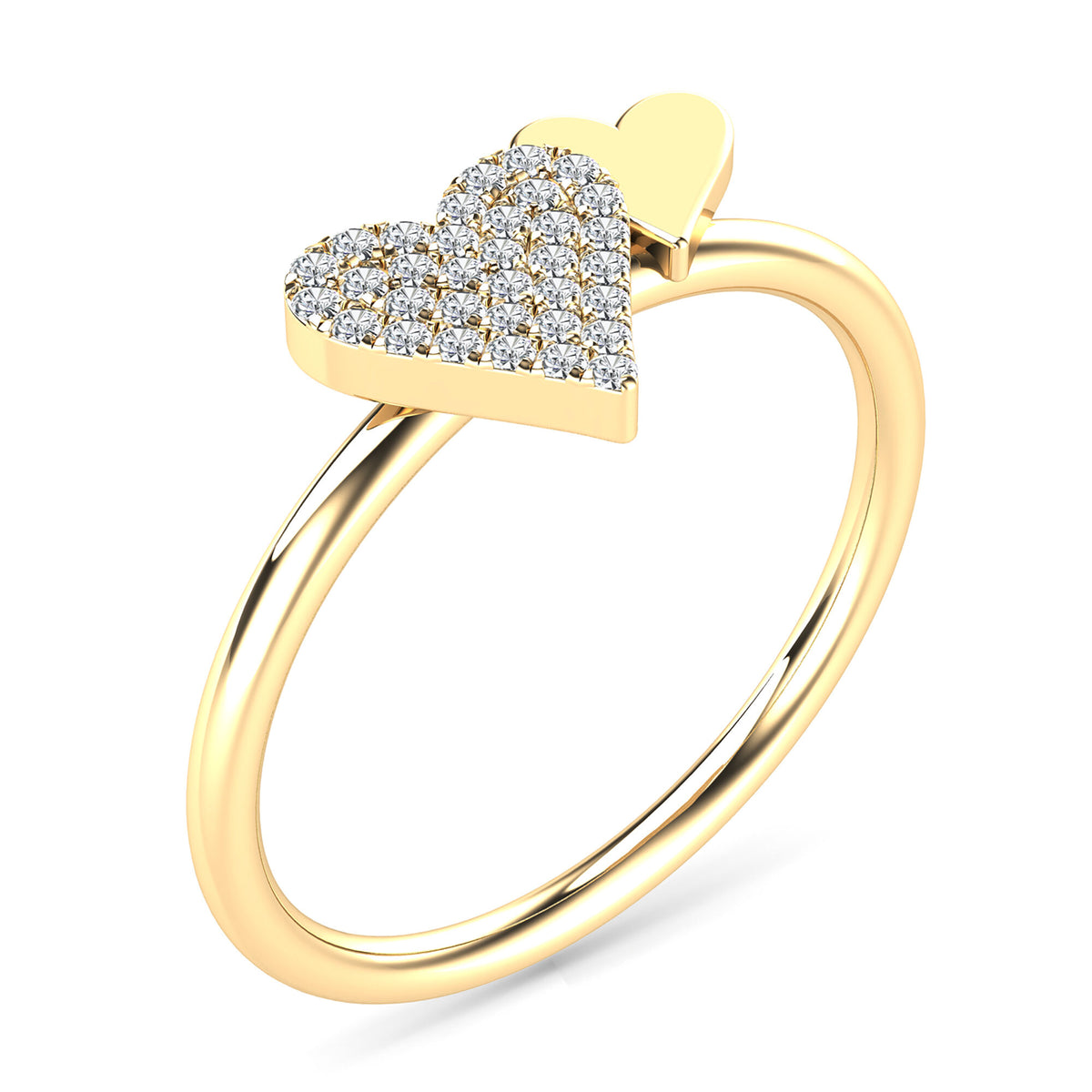 Diamond Double Heart Ring in 14K Yellow Gold (1/10 ct. tw.)