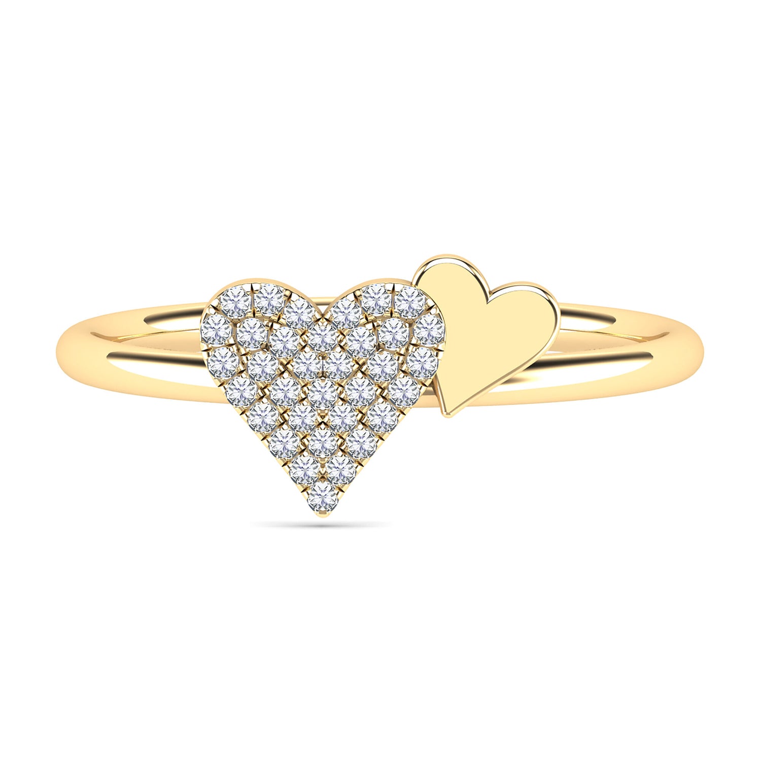 Diamond Double Heart Ring in 14K Yellow Gold (1/10 ct. tw.)