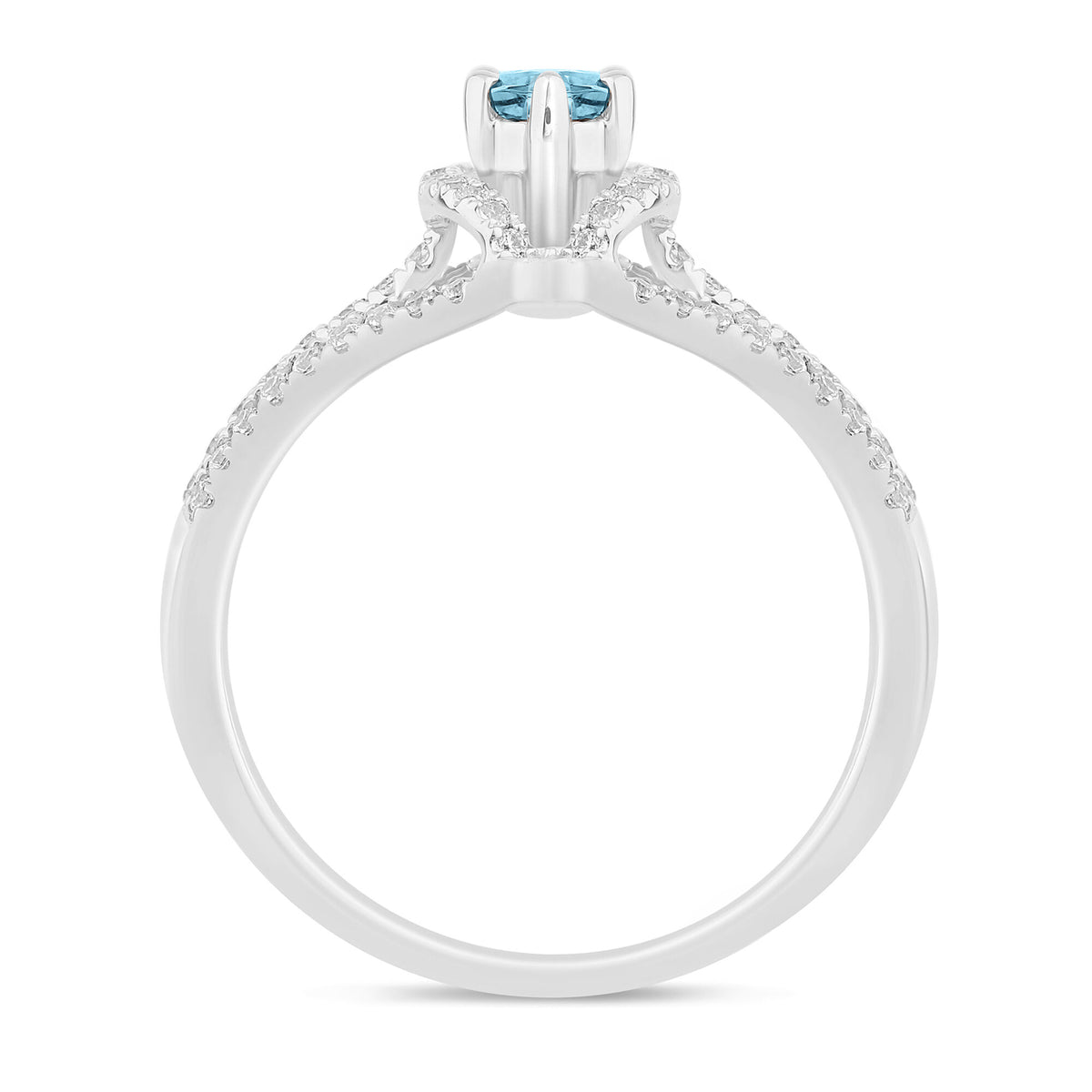 Aquamarine and Diamond Ring in 14K White Gold (1/3 ct. tw.)