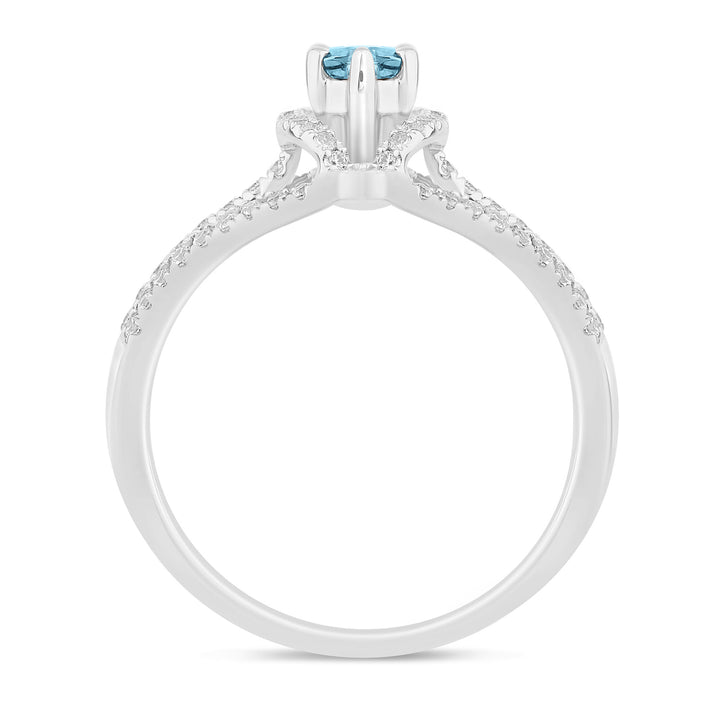 Aquamarine and Diamond Ring in 14K White Gold (1/3 ct. tw.)