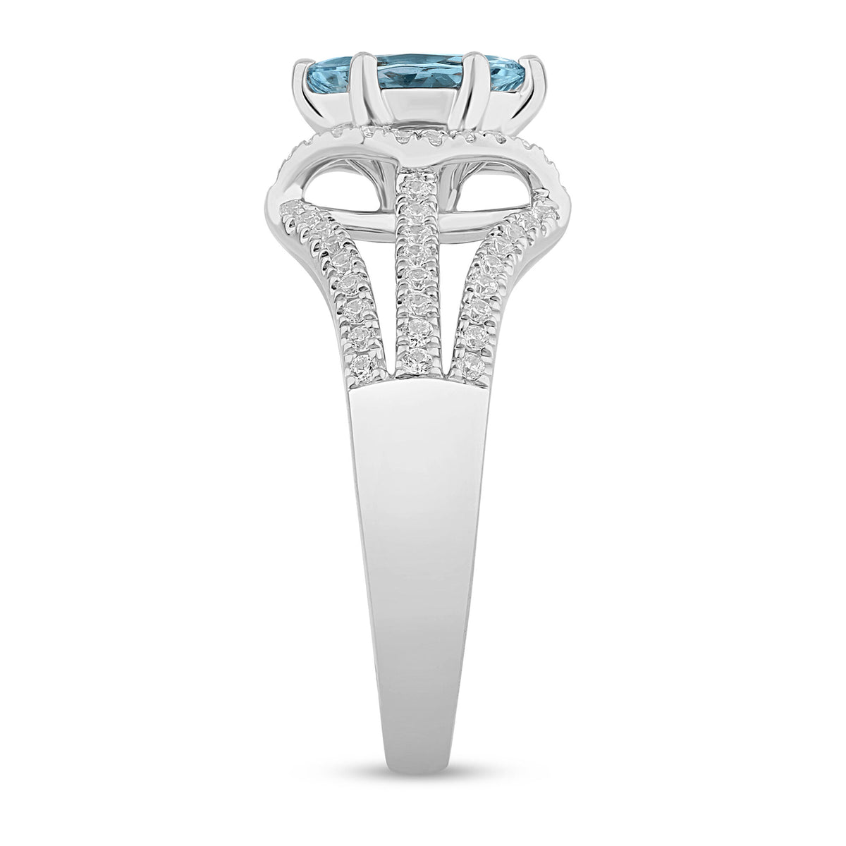 Aquamarine and Diamond Ring in 14K White Gold (1/3 ct. tw.)