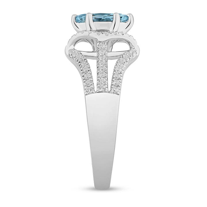 Aquamarine and Diamond Ring in 14K White Gold (1/3 ct. tw.)
