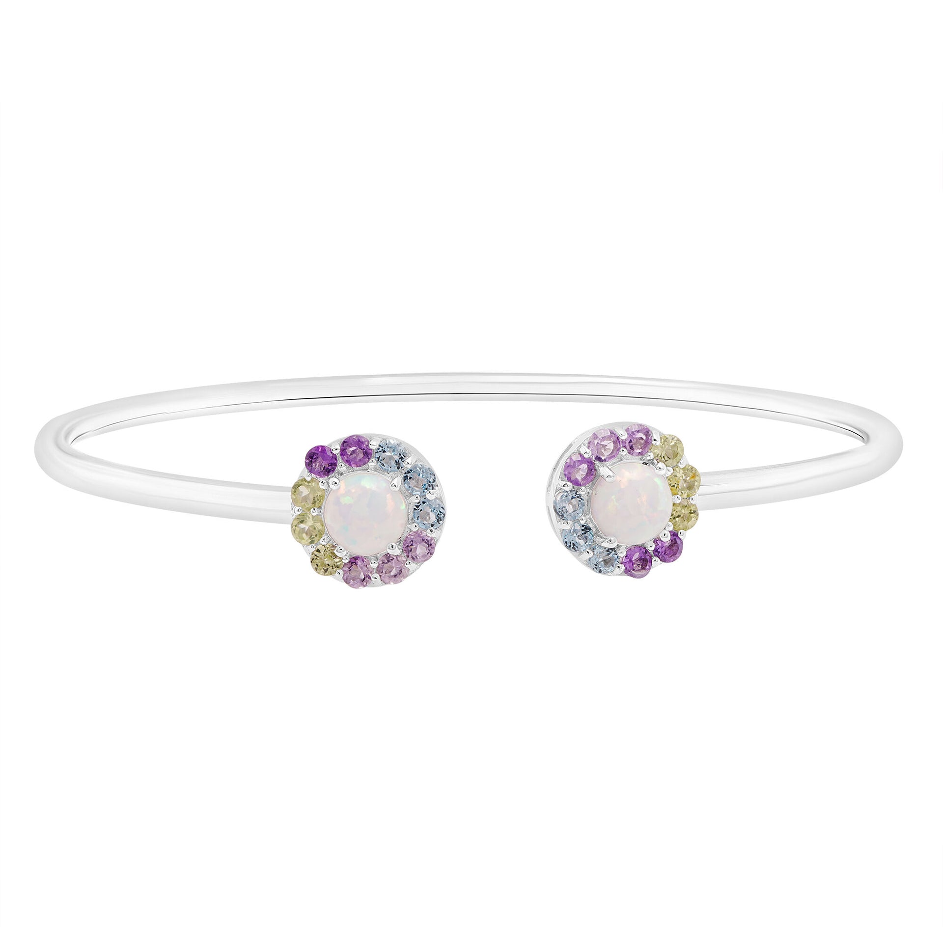 Multi-Gemstone Bangle Bracelet in Sterling Silver
