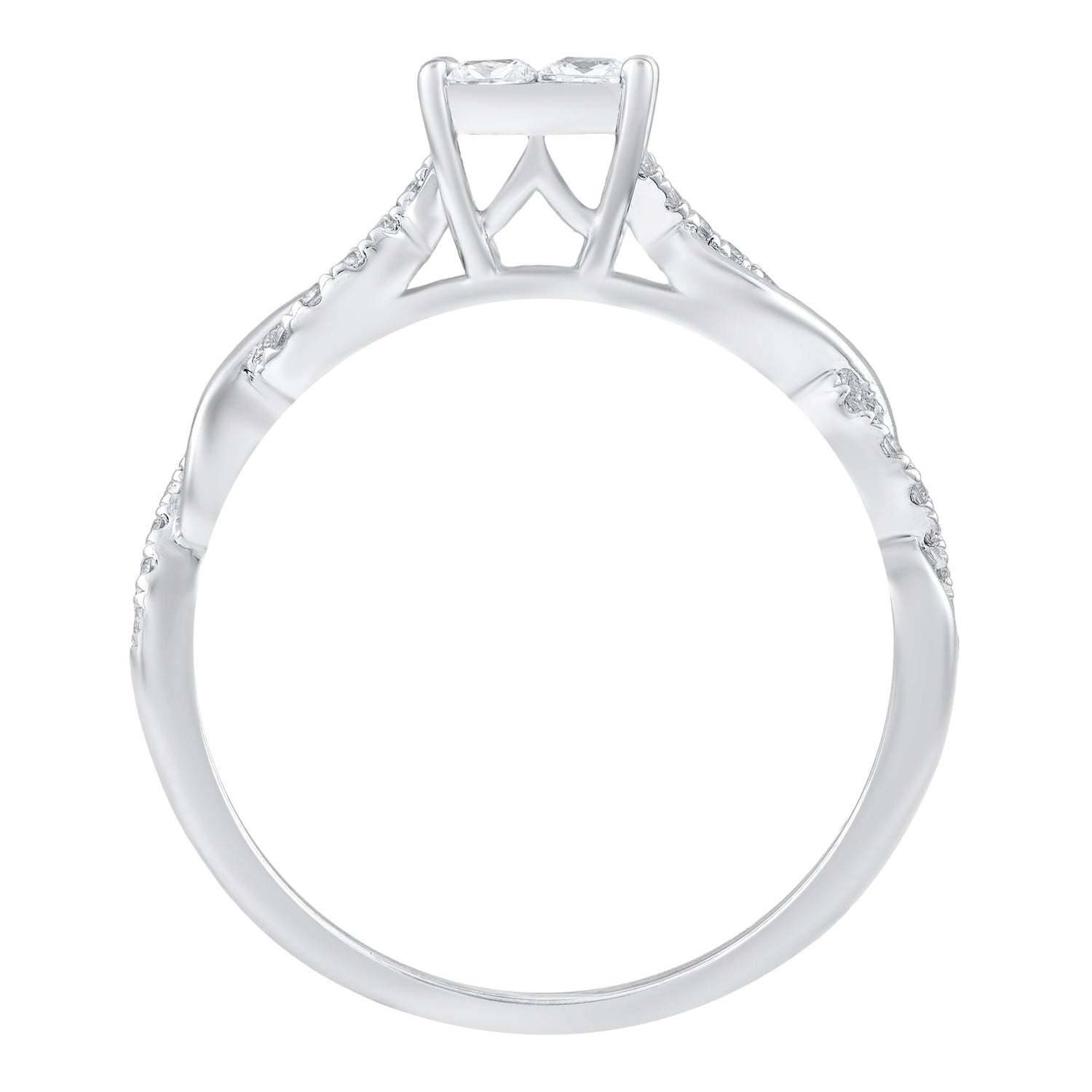 Diamond Princess-Cut Twist Band Engagement Ring in 14K White Gold (1/2 ct. tw.)