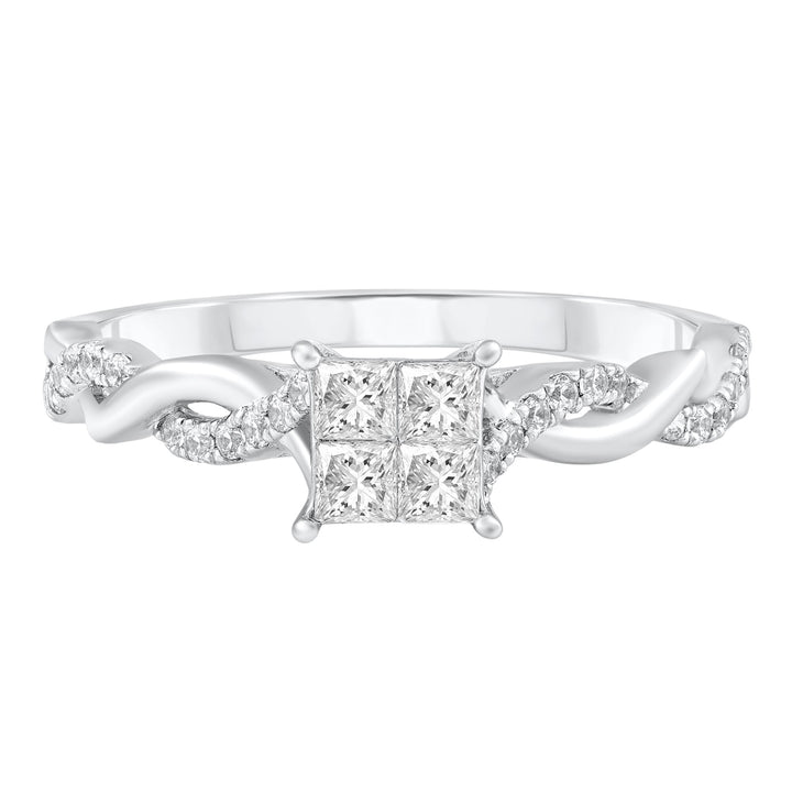 Diamond Princess-Cut Twist Band Engagement Ring in 14K White Gold (1/2 ct. tw.)