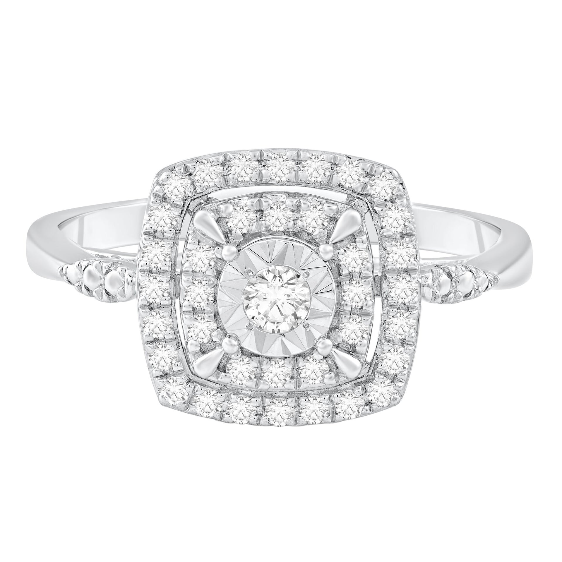 Cushion Diamond Ring in 10K White Gold (1/4 ct. tw.)