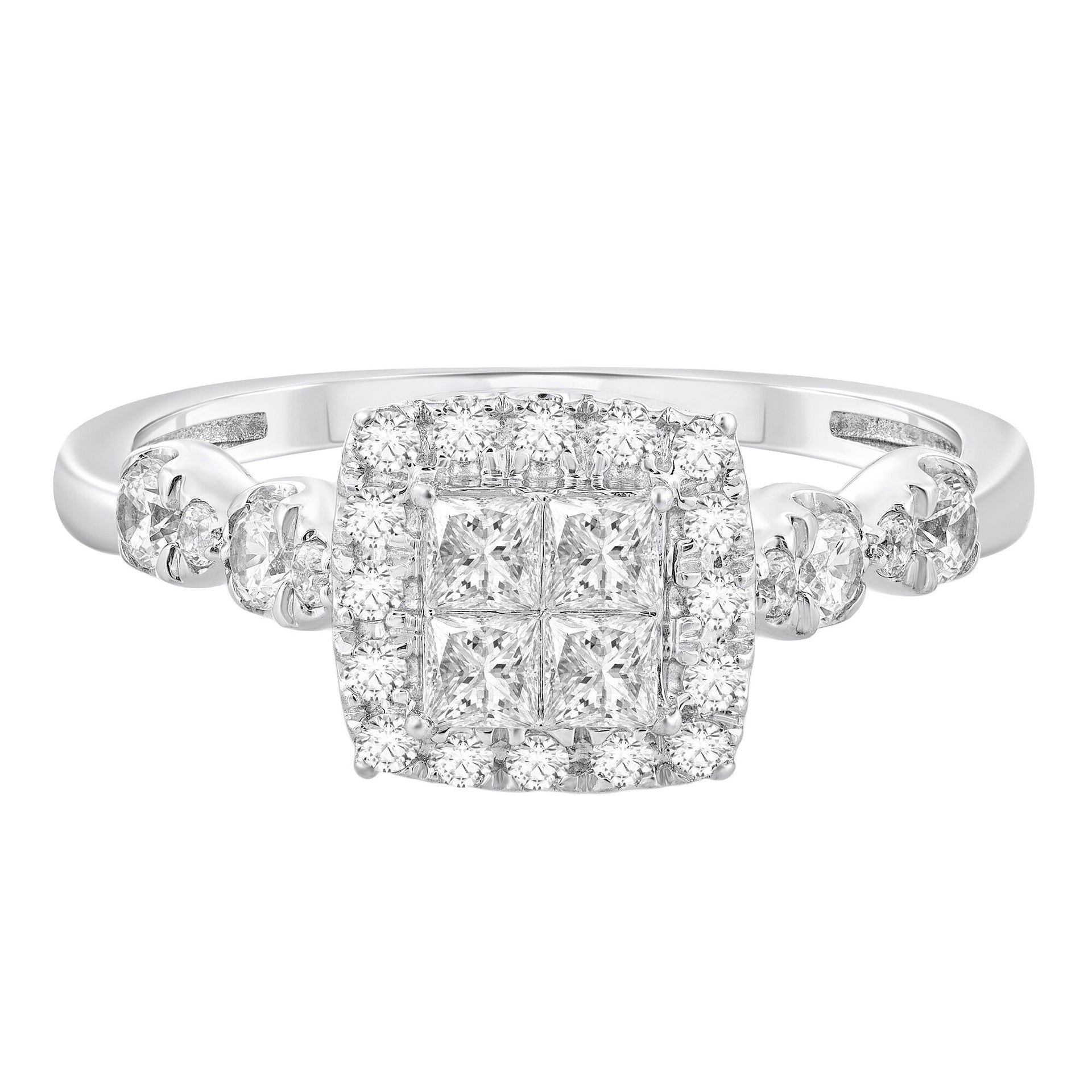 Diamond Cushion Halo Engagement Ring in 10K White Gold (5/8 ct. tw.)