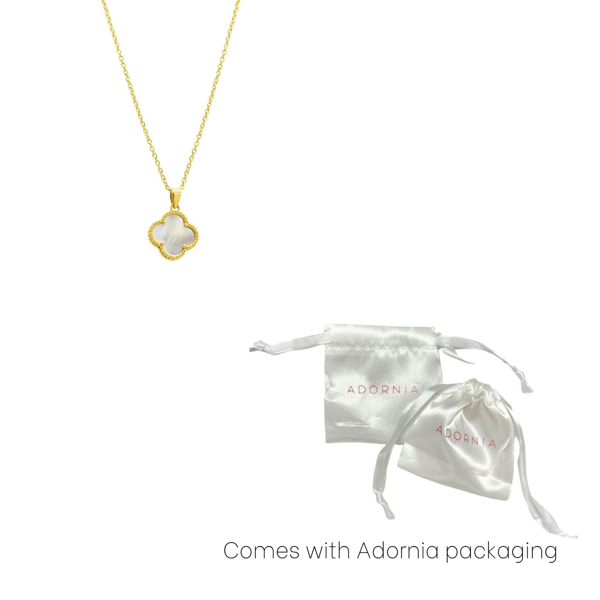 14k Gold Plated White Mother Of Pearl Flower Necklace