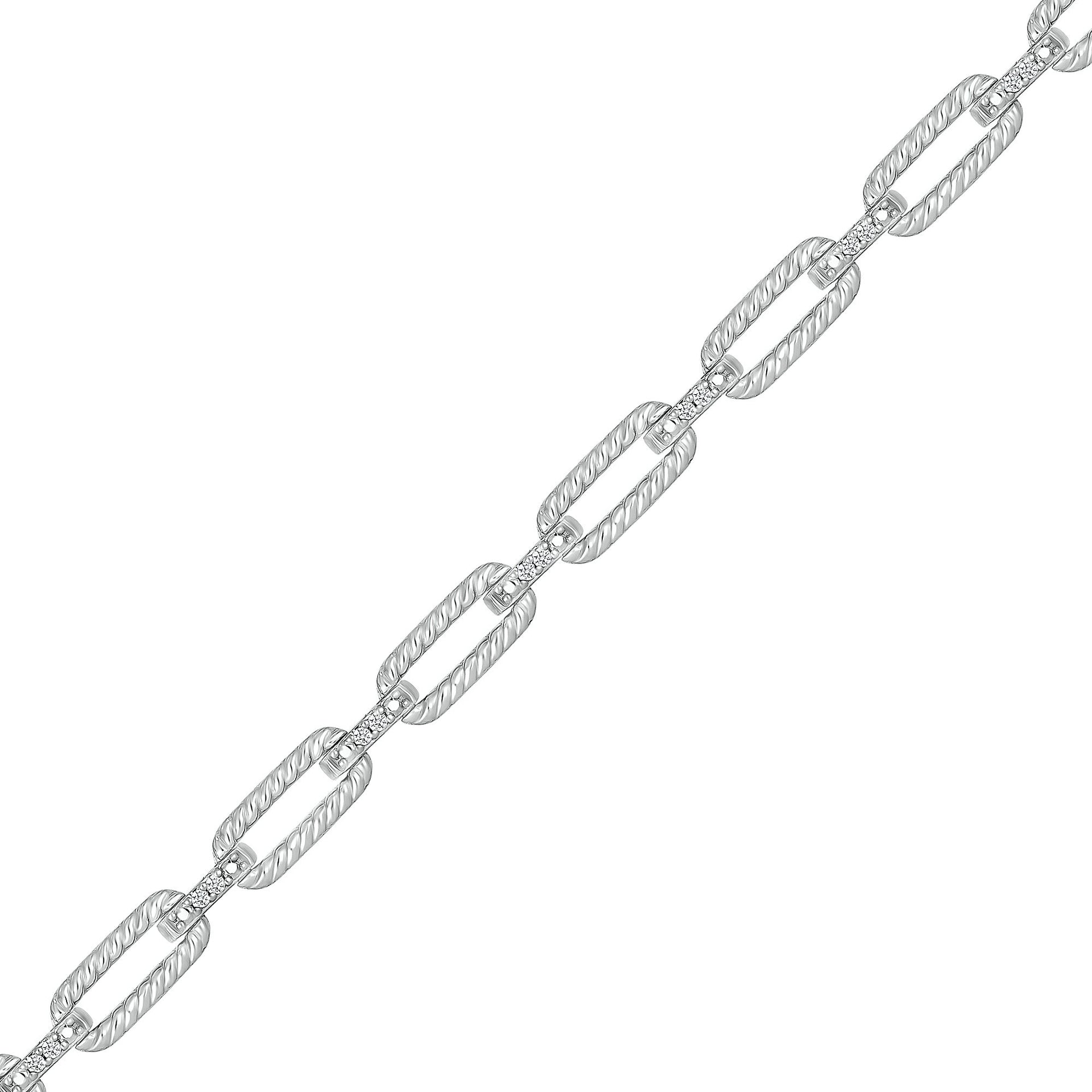 Diamond Link Bracelet in Sterling Silver (1/7 ct. tw.)